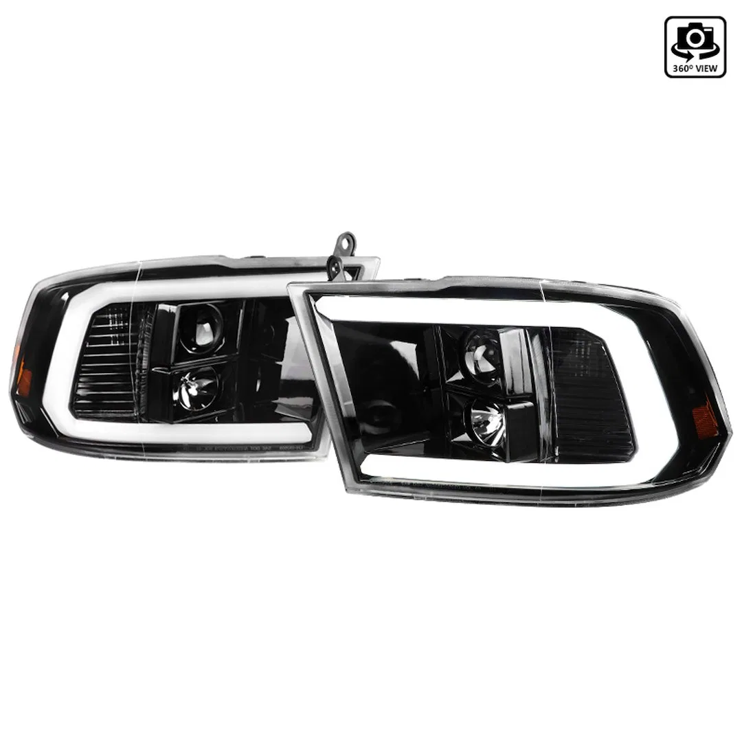 2LHP-RAM09BK-G2-TM – SPEC-D TUNIN Headlight Assembly, Halogen Bulb Dual Projector Headlights With LED C-Bar H1 High B...